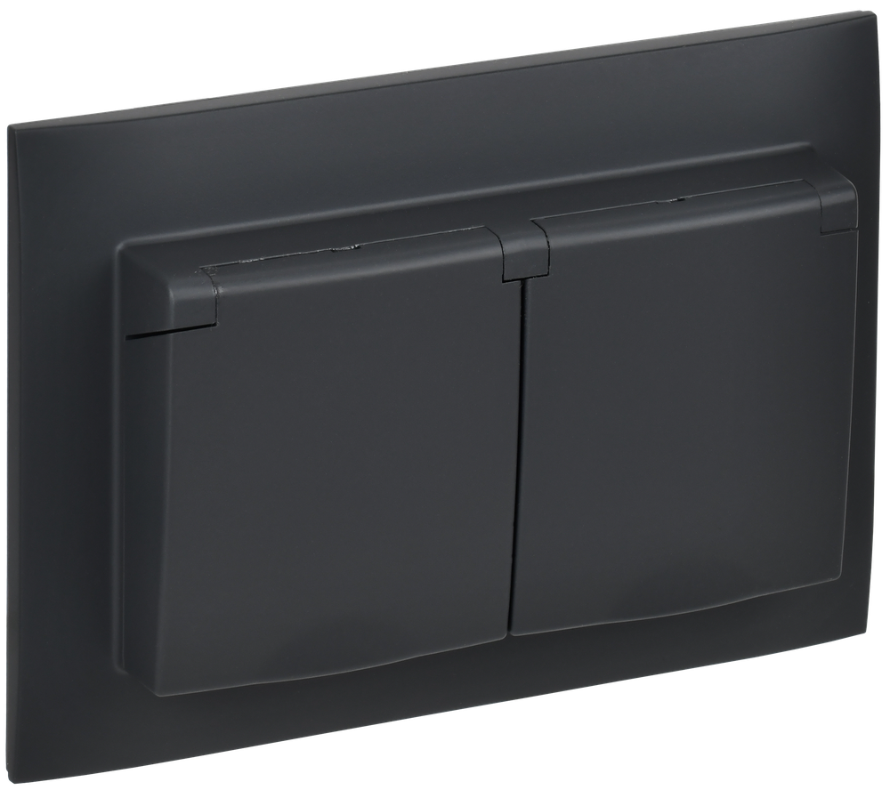 SKANDY Розетка 2-местная и крышкой 16А в сборе IP44 SK-R12G графит IEK