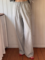 Брюки из вареного хлопка, Синий в полоску