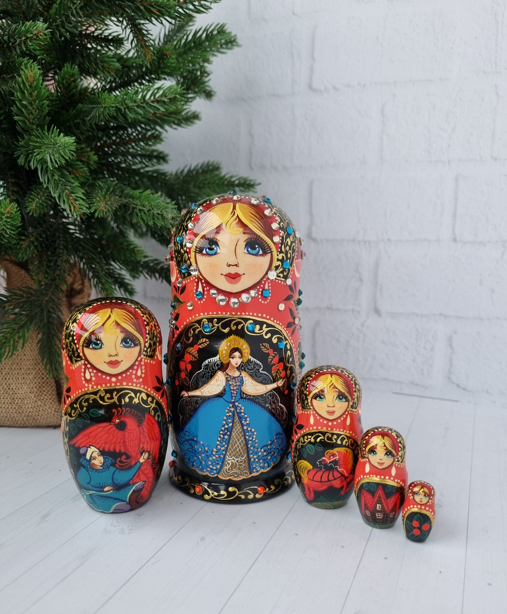 Матрешка Сказка 15см 5 мест