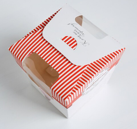 Коробка складная «Поздравляю» красно-белая, 13 х 11.5 х 13 см