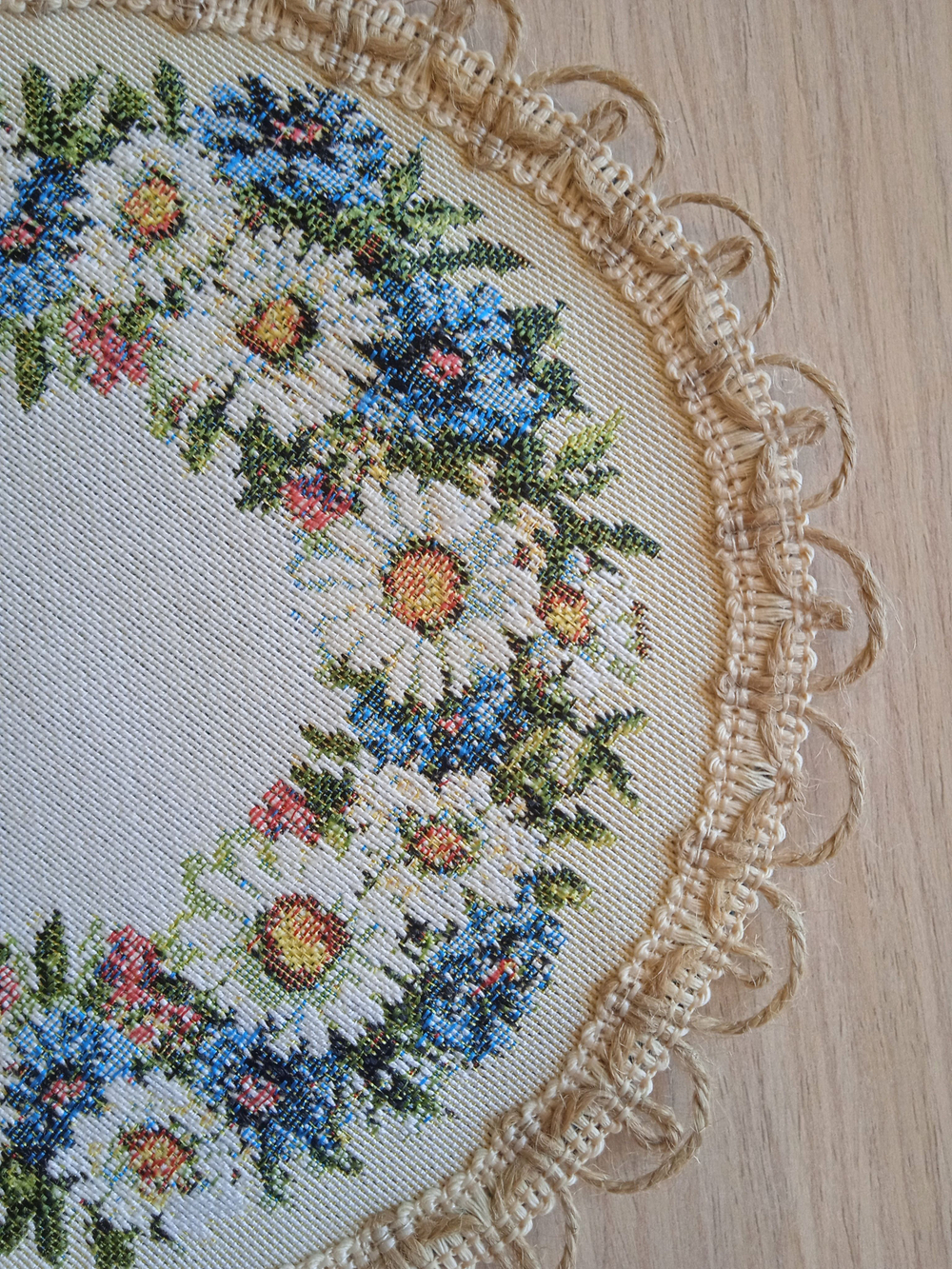 Набор гобеленовых салфеток Васильки и ромашки D20 см 6шт