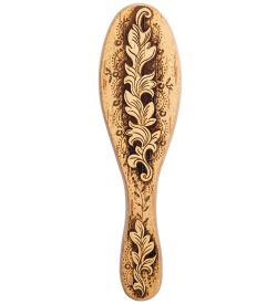 Народные промыслы BST-327/6 Массажная расческа деревянная «Вьюнок» (береста)