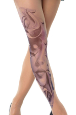 Колготки +size с принтом в виде призрачного женского лица (Размер: XL-XXL-XXXL) (Цвет: бежевый)