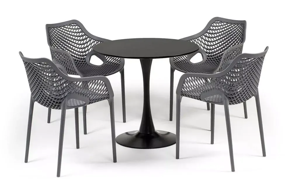 "Беллини" обеденная группа на 4 персоны, цвет темно-серый