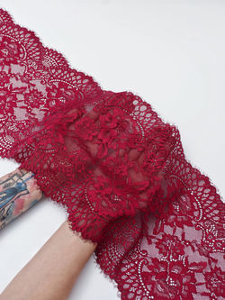 Кружево шантильи гранат эластичное ширина 22 см