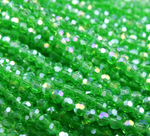 БШ021ДС3 Хрустальные бусины "32 грани", цвет: зеленый AB прозрачный, 3 мм, кол-во: 95-100 шт.