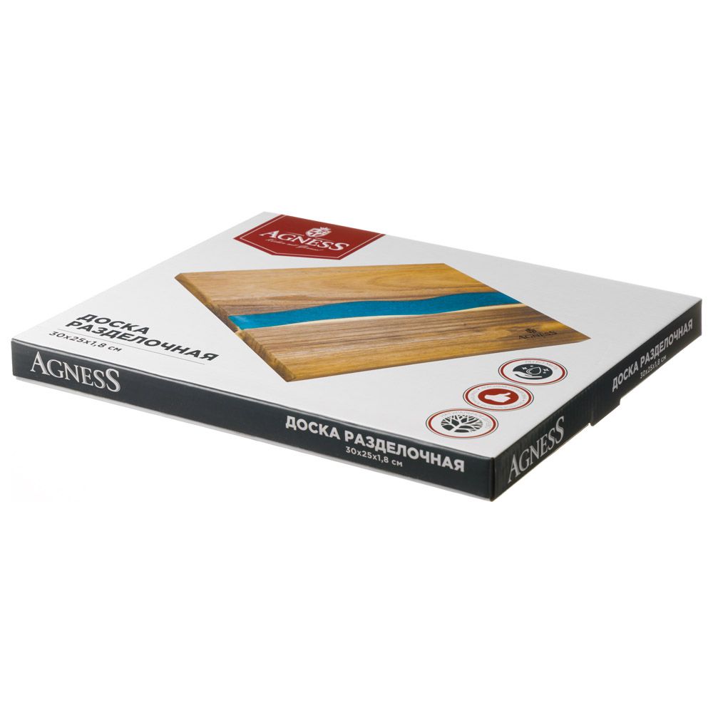 ДОСКА РАЗДЕЛОЧНАЯ, 30*25*1,8 СМ, АКАЦИЯ СО ВСТАВКОЙ ИЗ ЭПОКСИД. СМОЛЫ