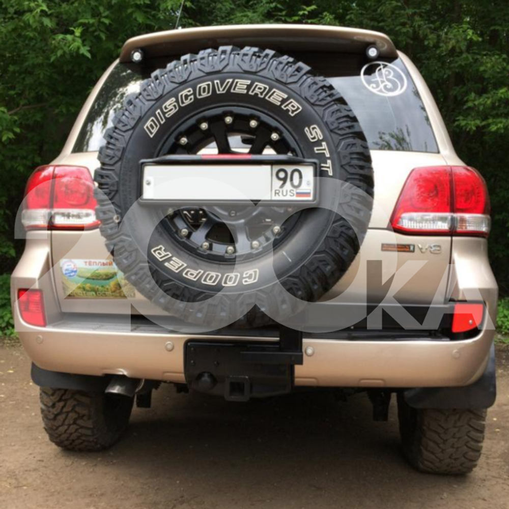 Калитка РИФ с квадр. под фаркоп в штатн. задн. бампер Toyota Land Cruiser 200 (под нештатное колесо)