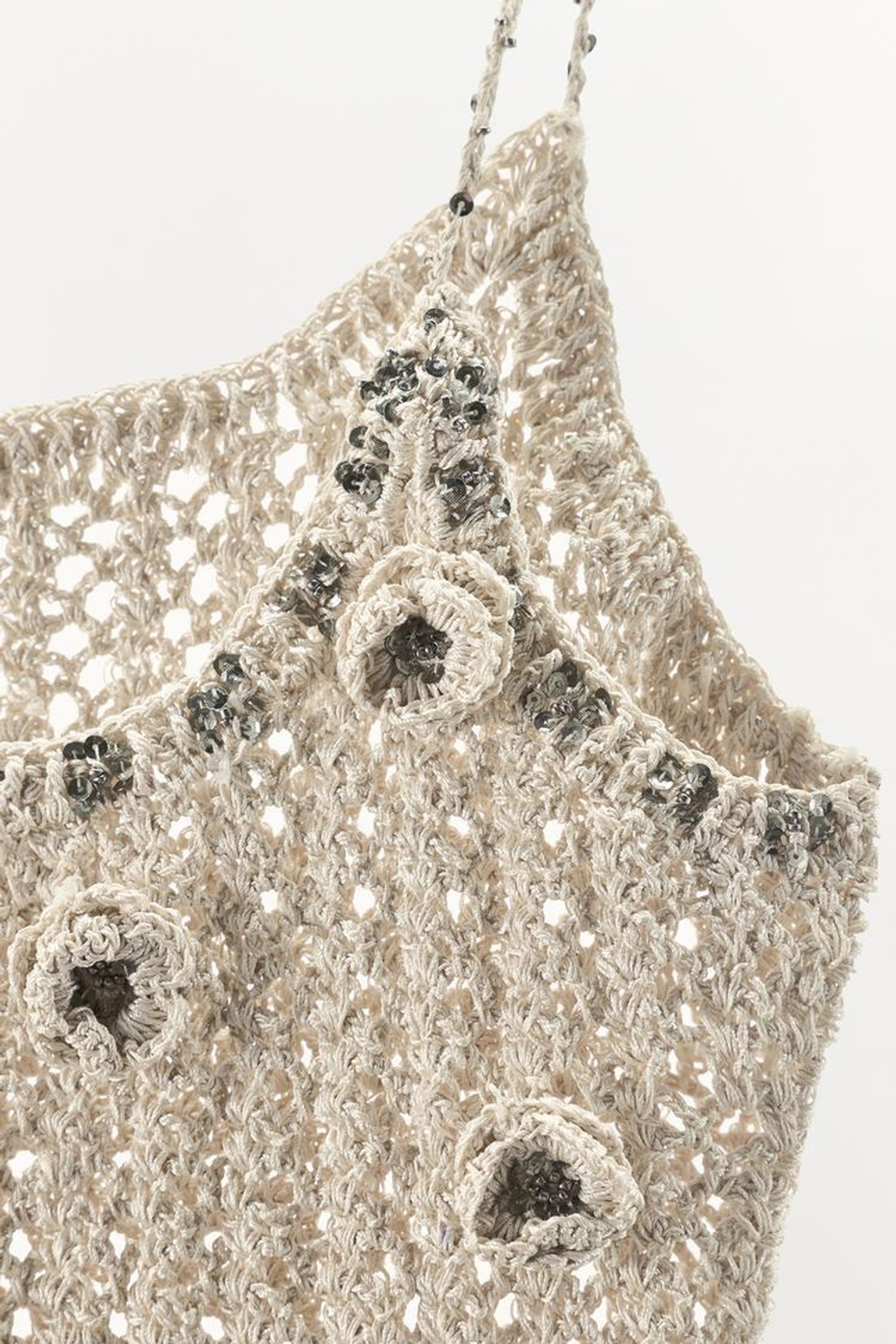 ZARA ТОП ИЗ КРУЖЕВА КРОШЕ С РЕЛЬЕФНЫМИ ЦВЕТАМИ - LIMITED EDITION, БЕЖЕВЫЙ