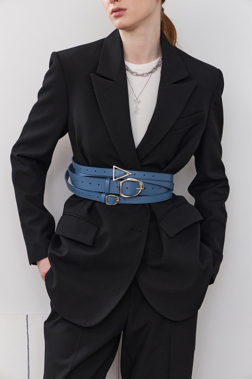 БАЗОВЫЙ ТОНКИЙ РЕМЕНЬ С МЯТОЙ ПРЯЖКОЙ BLUE