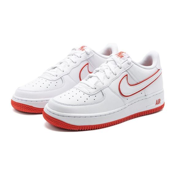 Nike Air FORCE 1 Детские Скейтборды, Низкие Белые и Красные кроссовки