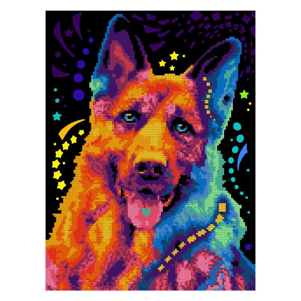 Алмазная мозаика 30*40см частич.заполн. "Яркая овчарка" (Lori)