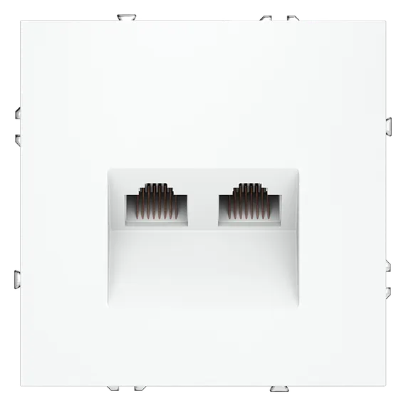 Розетка компьютерная встраиваемая VOLTUM S70 двойная RJ45+RJ45 кат.6, (белый матовый)