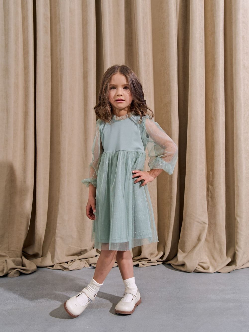 Платье с длинным рукавом и юбкой из фатина "Мелисса"