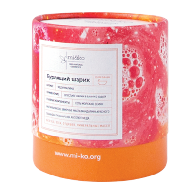 Бурлящий шарик для ванн Mi&Ko Мед и малина 185 г