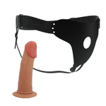 Телесный полый мужской страпон Stark - 17,5 см. (Цвет: телесный с черным)