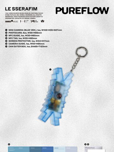 (ПРЕДЗАКАЗ) Альбом LE SSERAFIM - PUREFLOW PT.1 2nd Studio Album MINI CAMERA BLUE Version