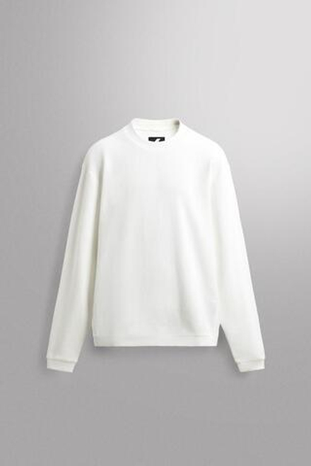 ZARA ТОЛСТОВКА ДЛЯ ТРЕНИРОВОК С ВАФЕЛЬНОЙ ФАКТУРОЙ, БЕЛЫЙ