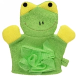 Мочалка-варежка для тела «Ультрамарин - Лягушка», мягкая, цвет зеленый,21*16см