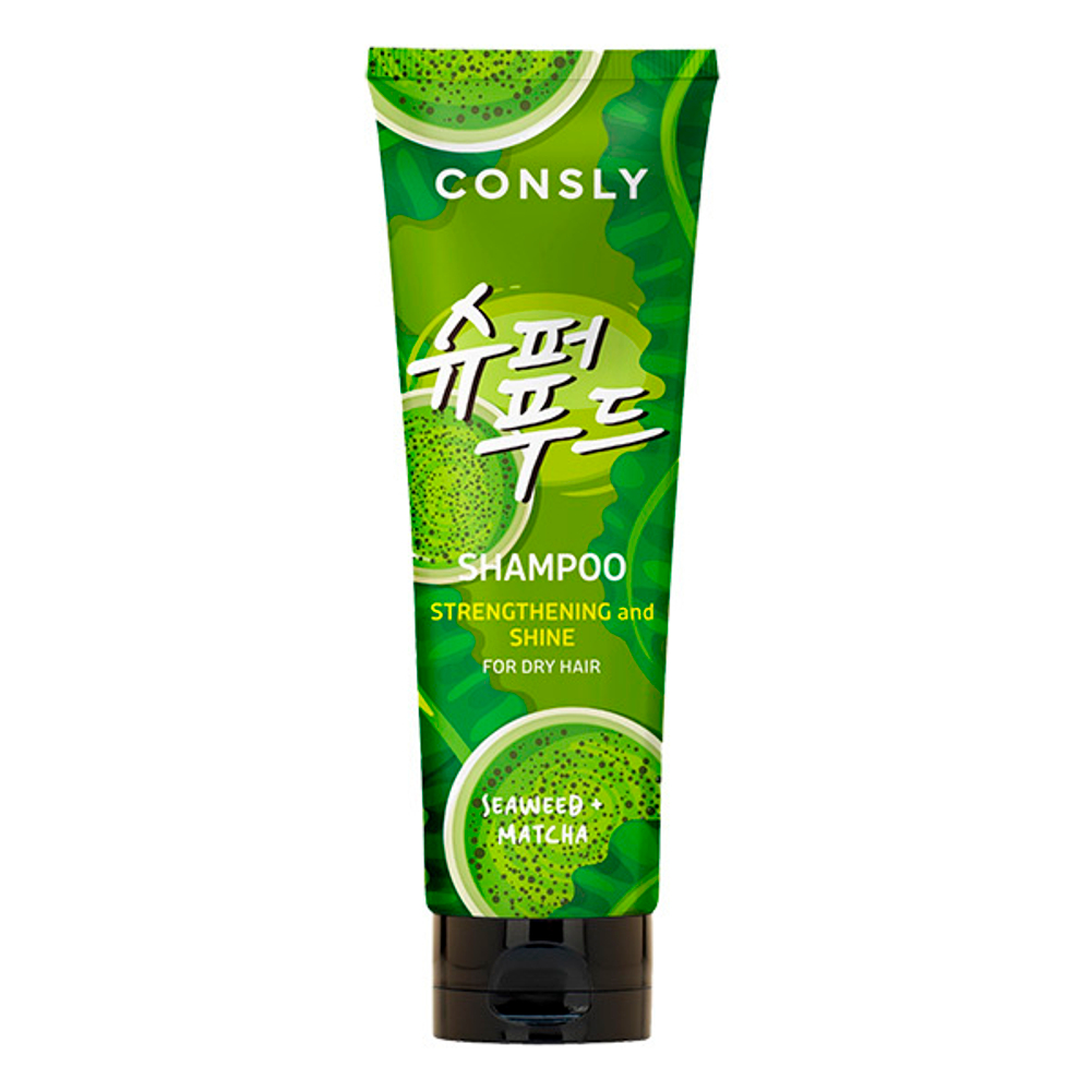 Шампунь для силы и блеска волос с экстрактом Водорослей и чаем Матча Consly Shampoo Strengthening & Shine Seaweeb Matcha 250мл