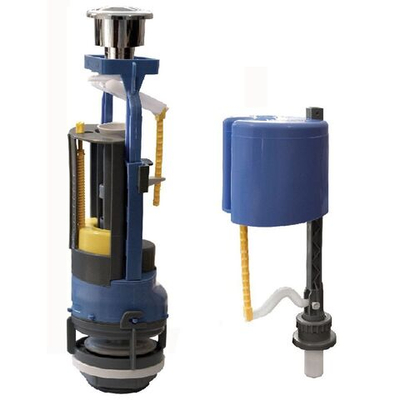 Арматура для бачка унитаза нижняя, 1/2", двухрежим, кноп, хром, Инкоэр, СБ2-НпрНРФ-ХХ-ККрпс DI Р