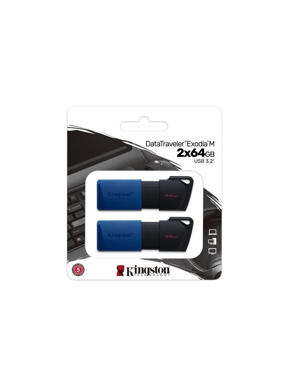 USB Флешка 64GB Kingston DT Exodia M, USB 3.2, черная