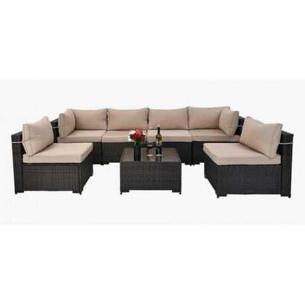 Комплект плетеной мебели  YR822Br Brown-Beige (подушка бежевая)