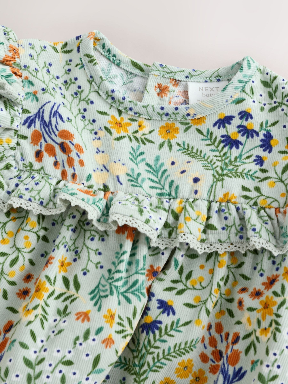 Платье-песочник и колготки в комплекте для девочек Next AN7-953, Светло-зеленый, Молочный