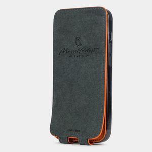 Чехол для iPhone 15 Pro из кожи козы, оранжевого цвета