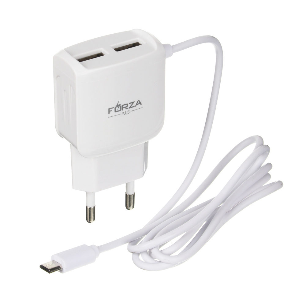 916-065 FORZA Зарядное устройство с кабелем для зарядки MIX-MicroUSB и IP.2 USB 220В.2А.1v
