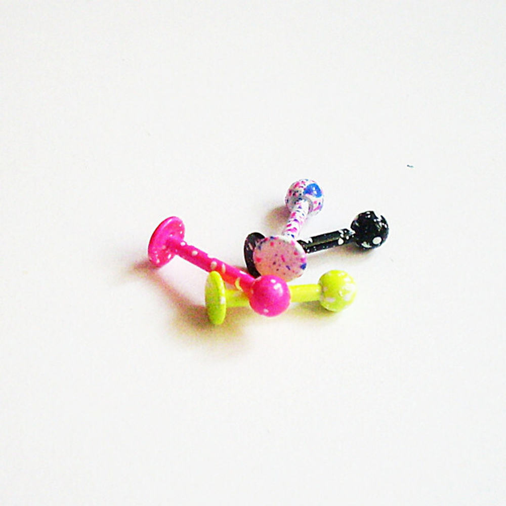 Лабретты с шариками для пирсинга губы из медицинской стали с цветным анодированием