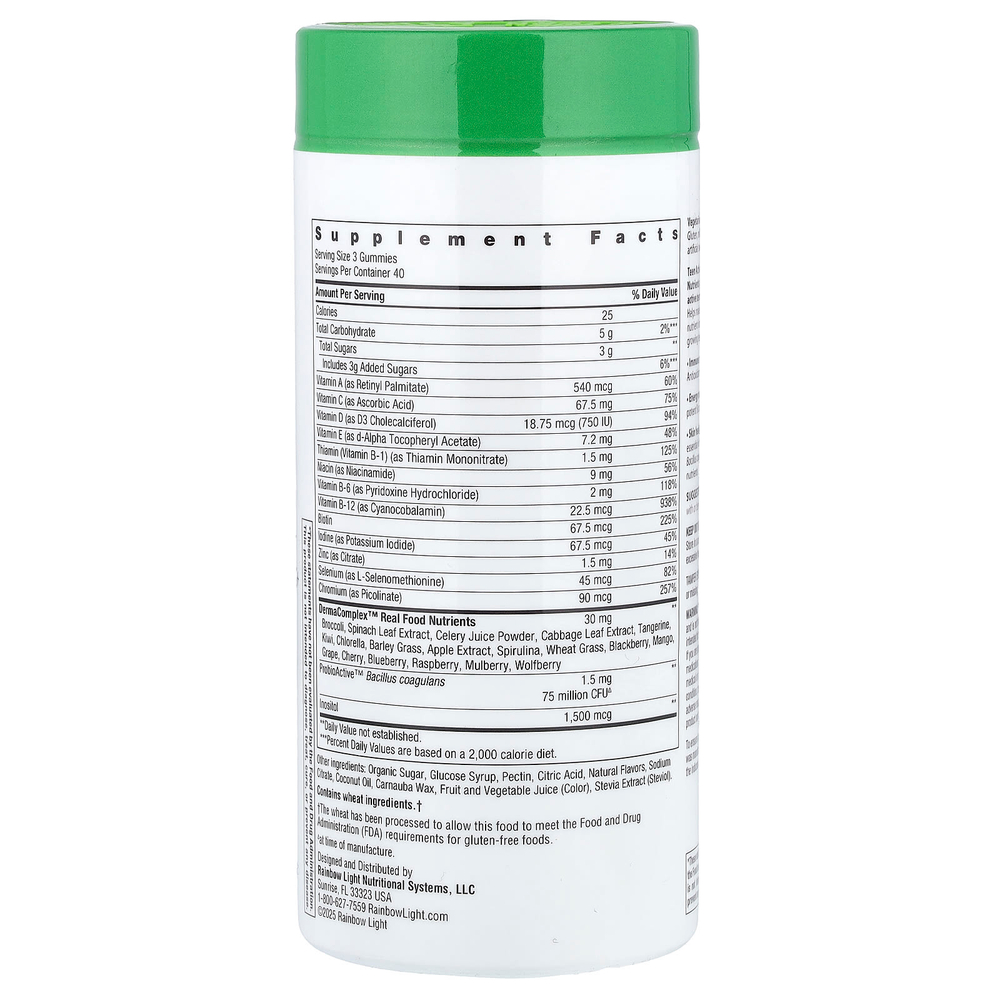 Rainbow Light, жевательные мультивитамины для подростков+, вкусная голубика, 120 жевательных таблеток