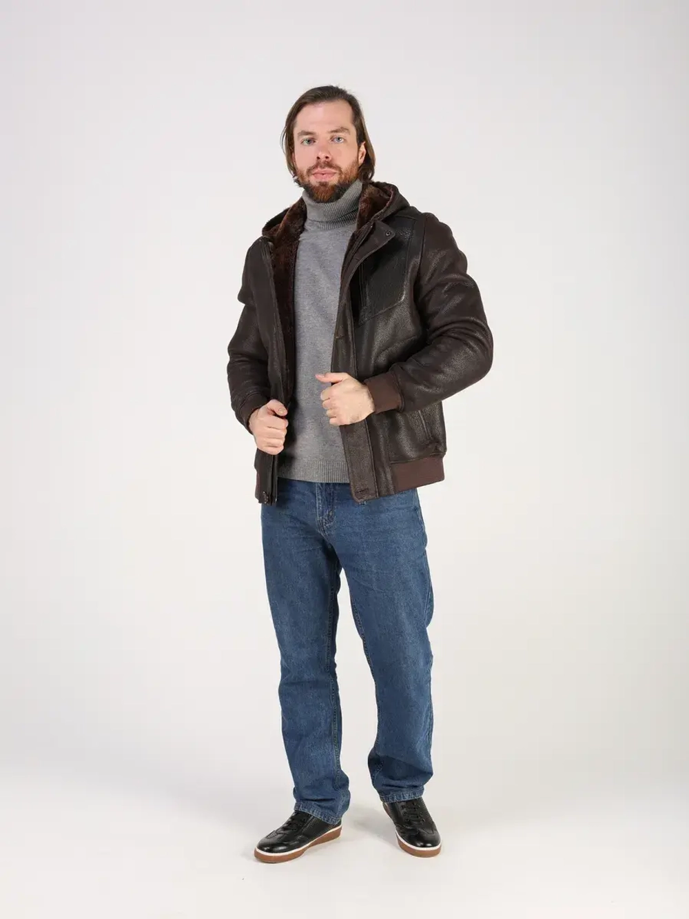 Дубленка натуральная куртка зимняя с капюшоном