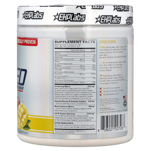 EHPlabs, OxyShred, термогенный жиросжигатель, со вкусом манго, 282 г (9,95 унции)