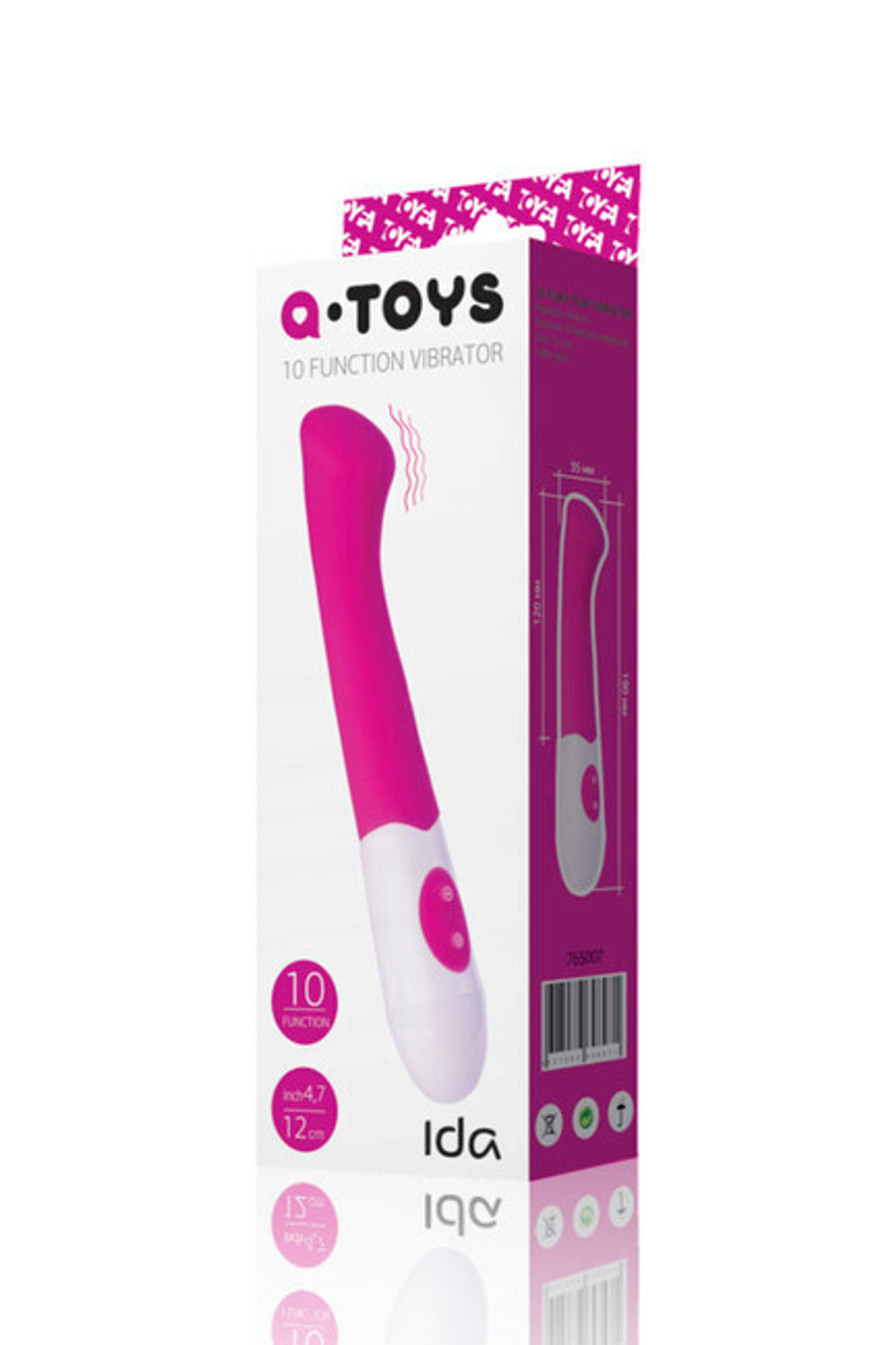 Вибратор с наклоненной головкой, стимулирующей точку G IDA A-Toys, (10 режимов) (Цвет: розовый с белым)