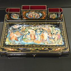 Настольный письменный набор с ручной росписью VIP в подарочном фуляре