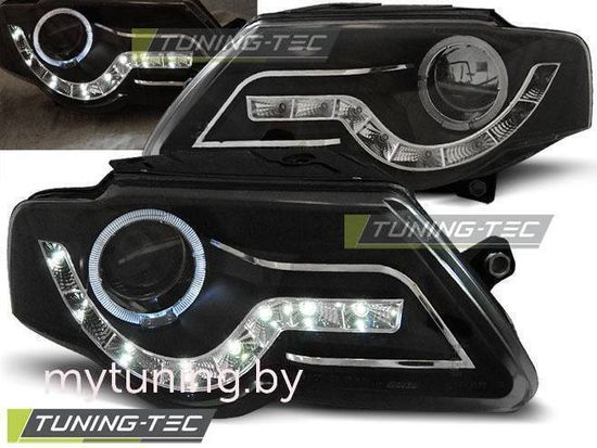 Передние фары black daylight для VW Passat B6