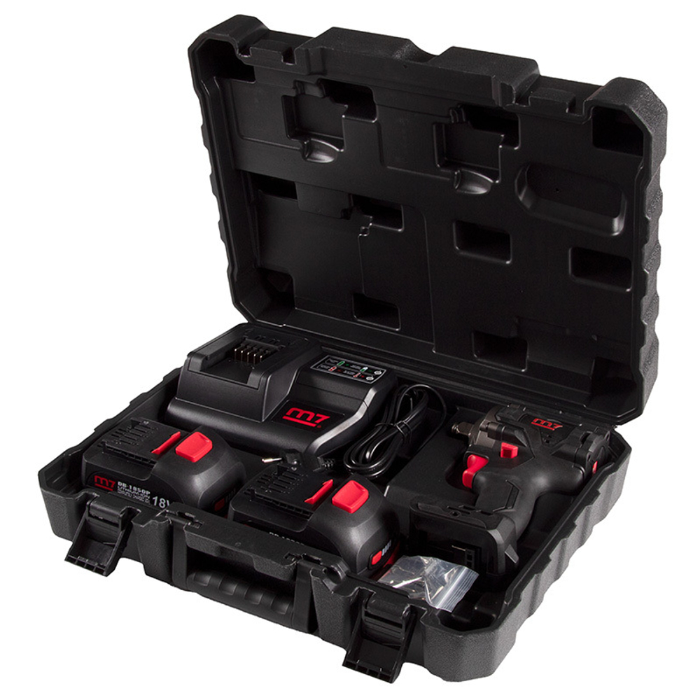 MIGHTY SEVEN (DW-404A) Гайковерт аккумуляторный ударный 1/2", 900 Нм, 18 В, укороченный, кейс