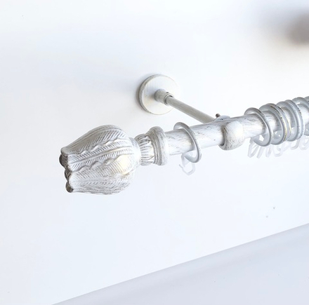 Карниз кованый витой для штор "Тюльпан" d20 мм однорядный, цвет белое золото