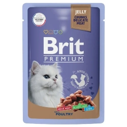 Brit premium, пауч для взрослых кошек, ассорти из птицы в желе, 85г