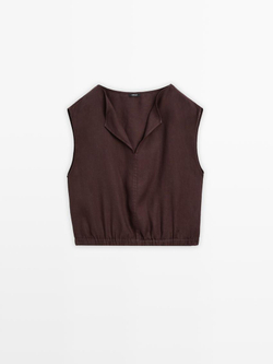 Massimo Dutti Льняная блузка, баклажанный