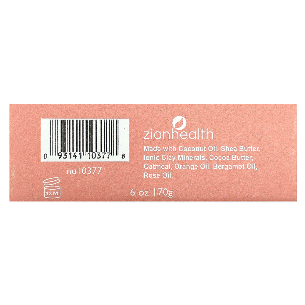 Zion Health, Кусковое мыло с бергамотом и розой Ancient Clay, 170 г (6 унций)