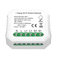 ST9000.500.01C WI-FI реле 1 канал,250W, IP20, L46xW46xH18, 230V, Белый AROUND