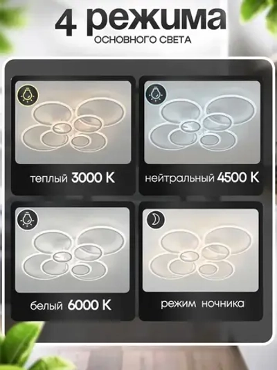 Люстра потолочная светодиодная с пультом SC1378/8 WT, люстра в гостиную 260Вт