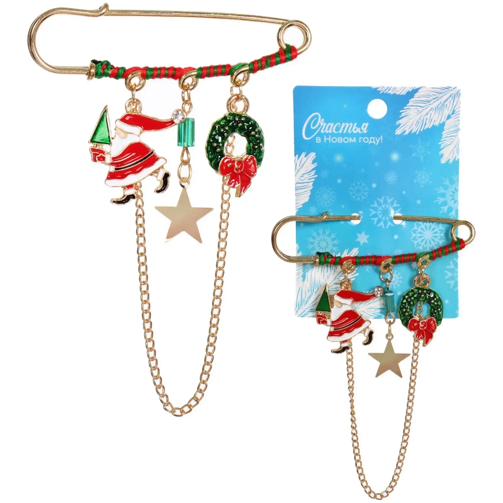 Брошь - булавка новогодняя «Best Podarok - Дед Мороз «, 7*7см