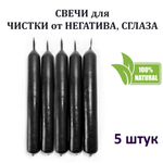 Свечи для чистки от негатива, сглаза / восковые, черные18х2 см