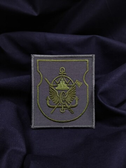 Шеврон вышитый батальона ЖДВ полевой (меч,топор,шапка мономаха) на липучке