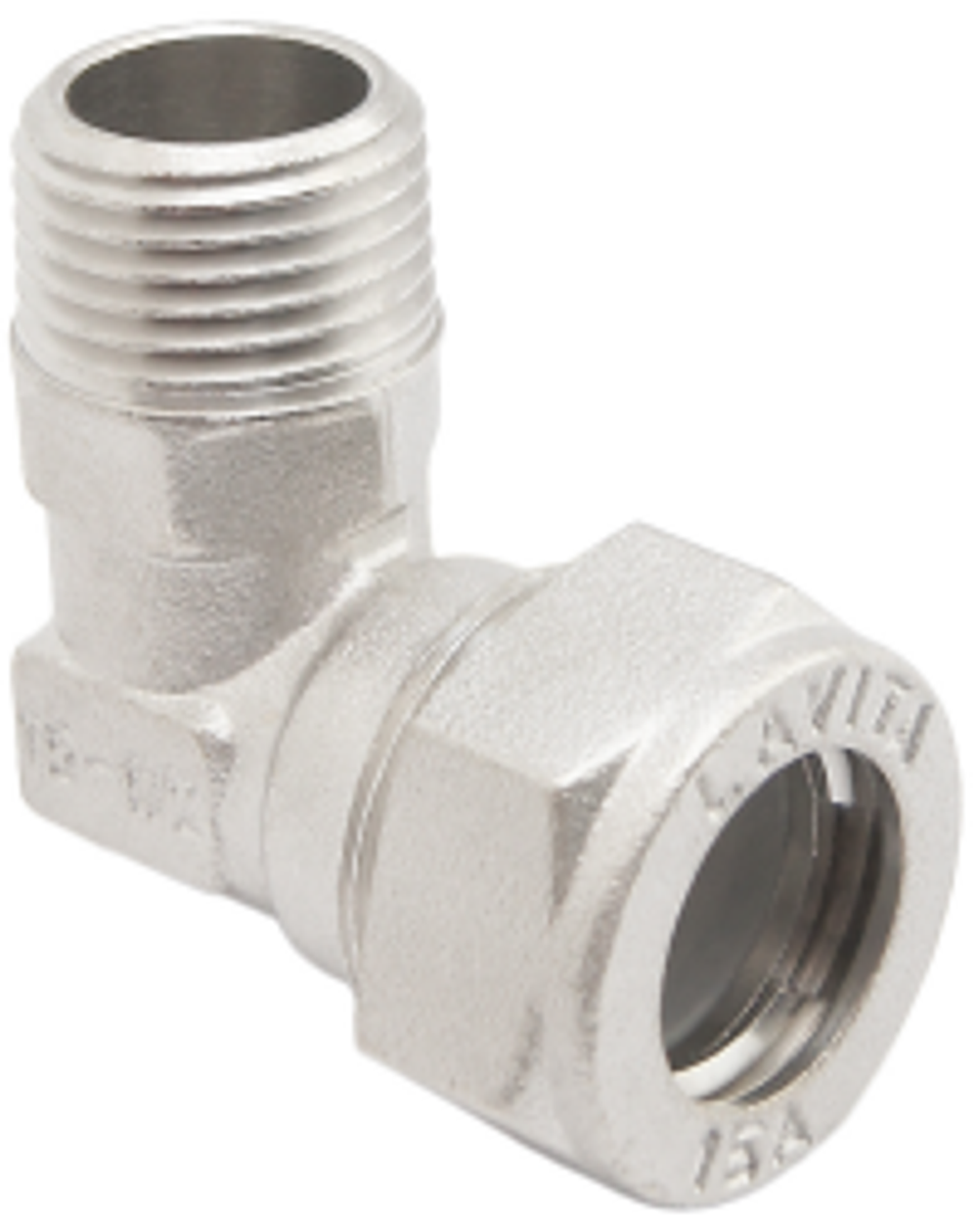 НИКЕЛЬ Уголок для гоф. трубы 20х3/4 нар. VER-PRO (100/5шт)