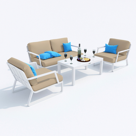 Лаунж зона Ideal Patio ЭСТИВО бежевая - белый каркас