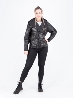 Куртка женская кожаная стеганая